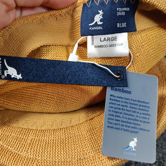 Kangol Hat Cap Fitted Mens Large Mustard Bamboo Geez Ivy Flat Driver - Picture 6 of 9